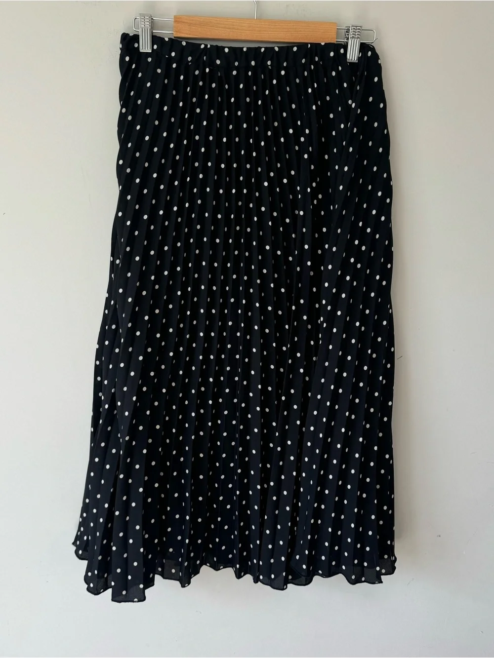 Anne Klein Black Midi Skirt with White Polka Dots